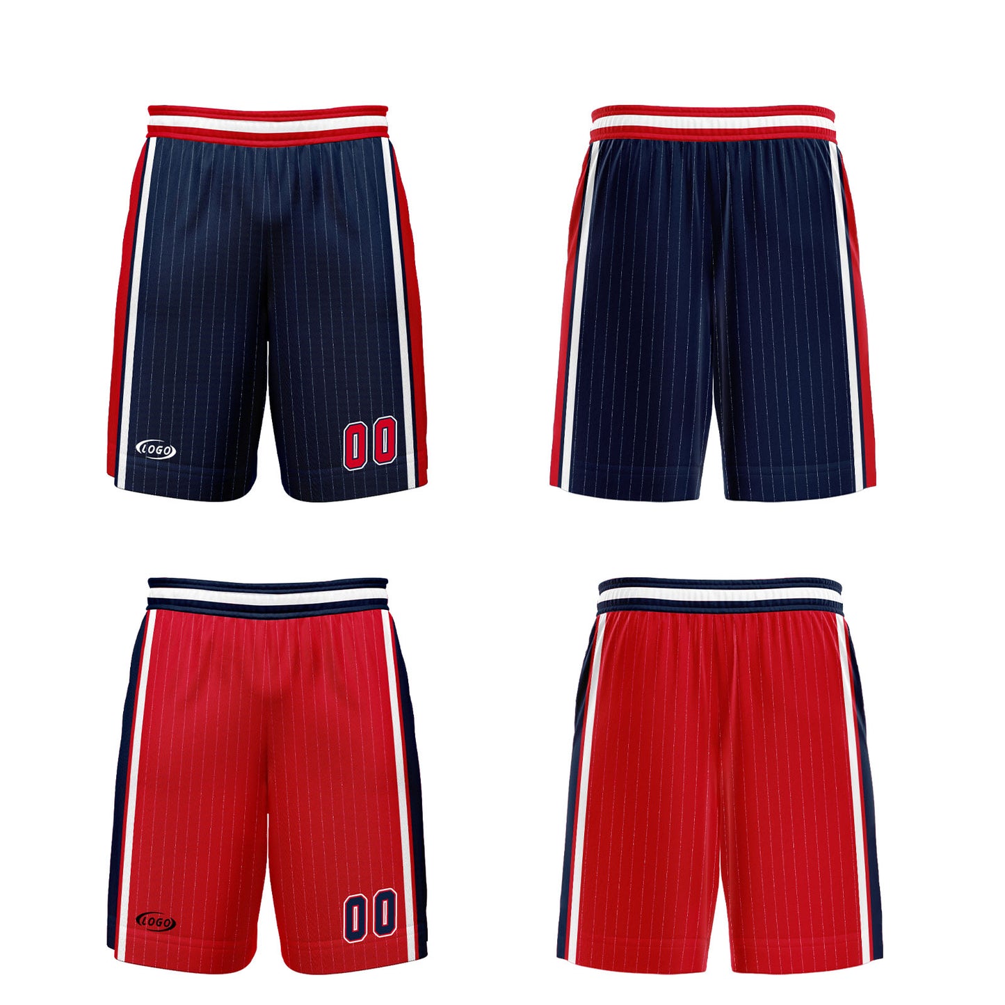 Custom Navy Red Reversible Basketball Suit for Adults and Kids Personalized Jersey
