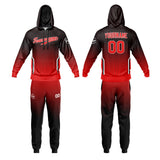 Custom Black Red Sports hoodie Sweatshirt Set for Men Women Youth Tops and Pants Set Tracksuit