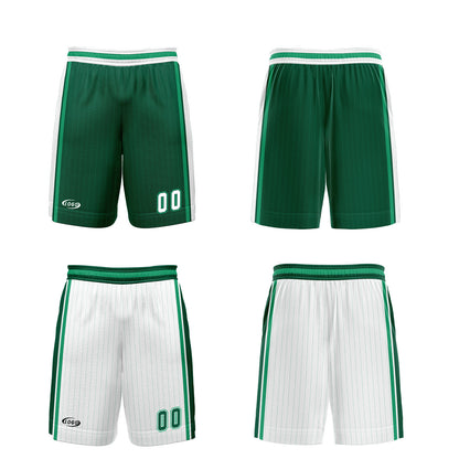 Custom Green White Reversible Basketball Suit for Adults and Kids Personalized Jersey