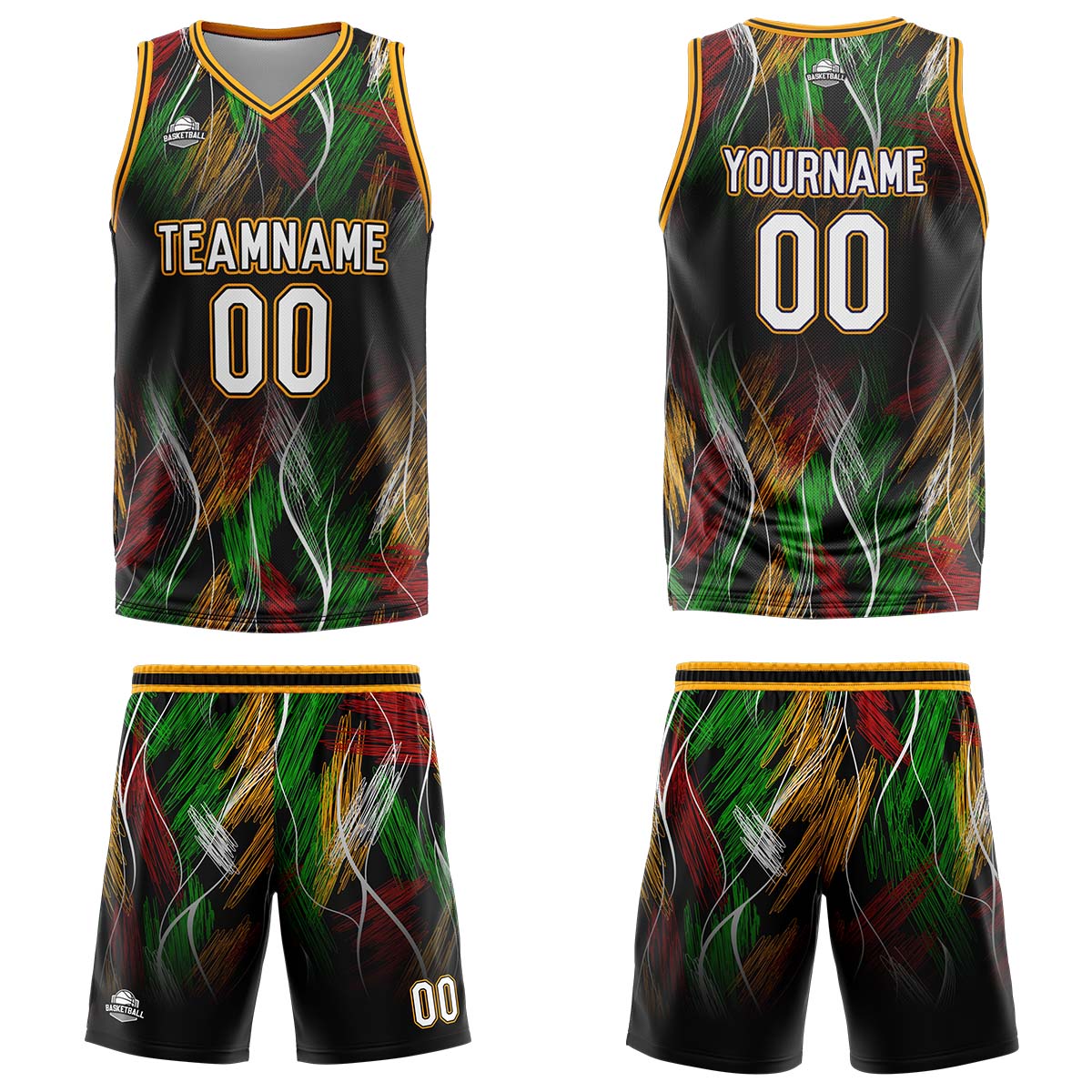 Custom Black Orange Basketball Jersey Uniform Suit Printed Your Logo Name Number