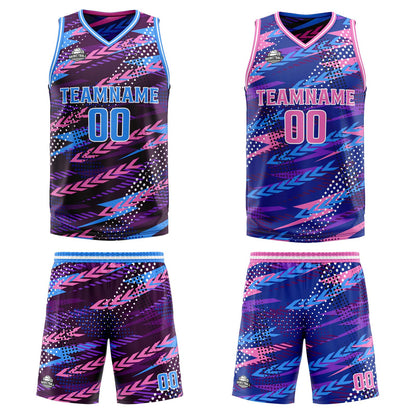 Custom Pink Purple Reversible Basketball Suit for Adults and Kids Personalized Jersey
