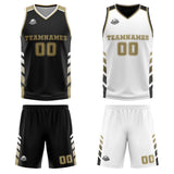 Custom Black White Gold Reversible Basketball Suit for Adults and Kids Personalized Jersey