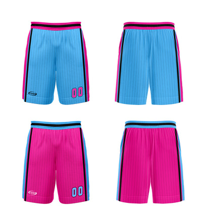 Custom Blue Pink Reversible Basketball Suit for Adults and Kids Personalized Jersey