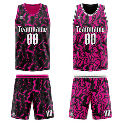 Custom Reversible Basketball Suit for Adults and Kids Personalized Jersey Black&Pink