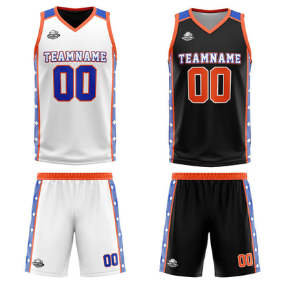 Custom Royal Orange Reversible Basketball Suit for Adults and Kids Personalized Jersey