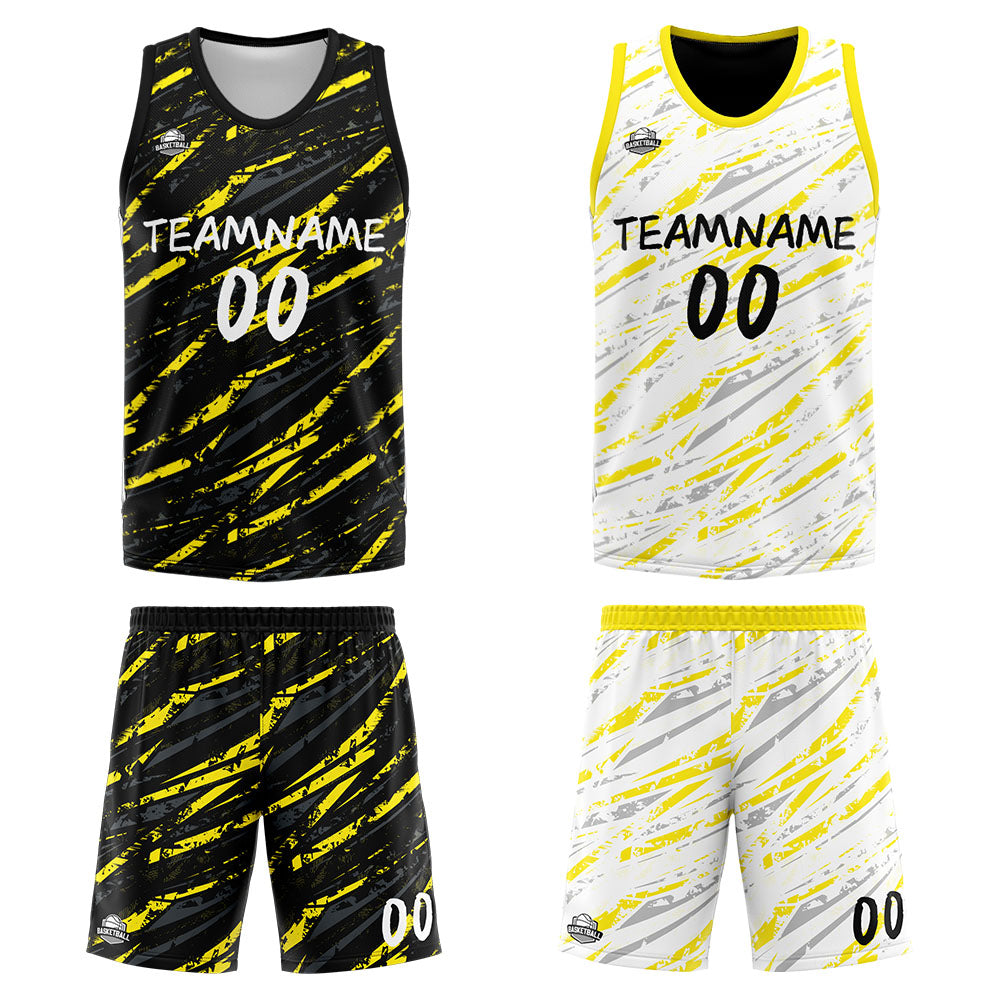 Custom Reversible Basketball Suit for Adults and Kids Personalized Jersey Damage-Yellow