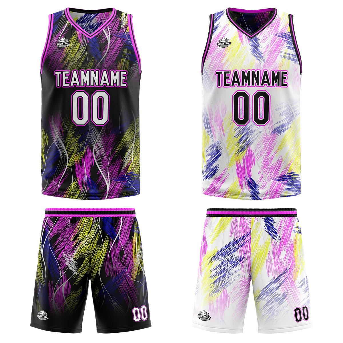 Custom Black Pink Reversible Basketball Suit for Adults and Kids Personalized Jersey