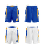 Custom Blue White Yellow Reversible Basketball Suit for Adults and Kids Personalized Jersey