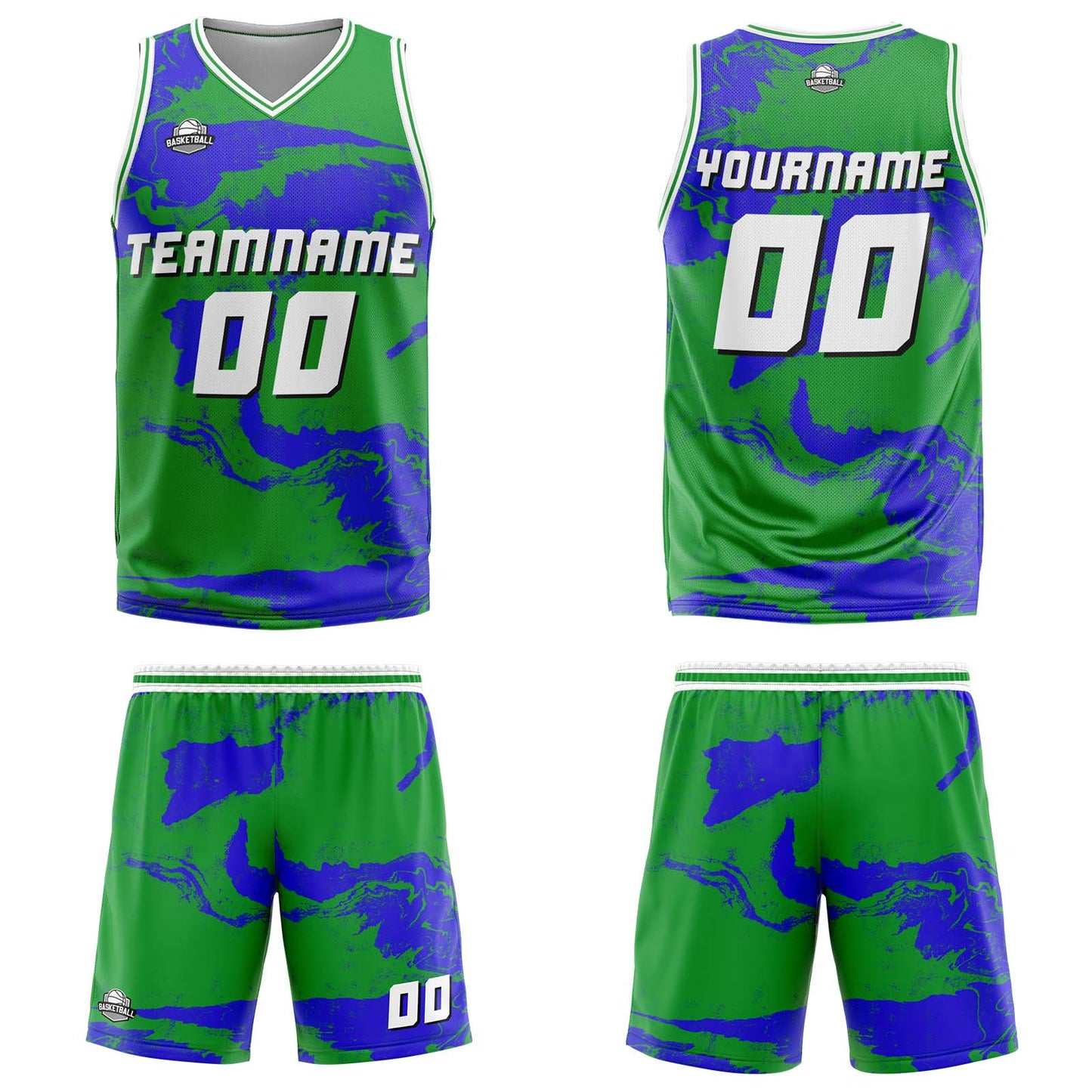 Custom Tie-dye Green Blue Basketball Jersey Uniform Suit Printed Your Logo Name Number
