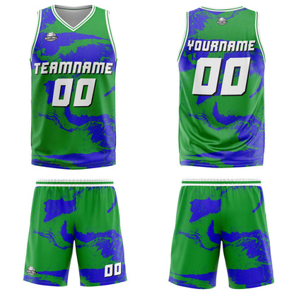 Custom Tie-dye Green Blue Basketball Jersey Uniform Suit Printed Your Logo Name Number