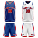 Custom Royal White Red Reversible Basketball Suit for Adults and Kids Personalized Jersey