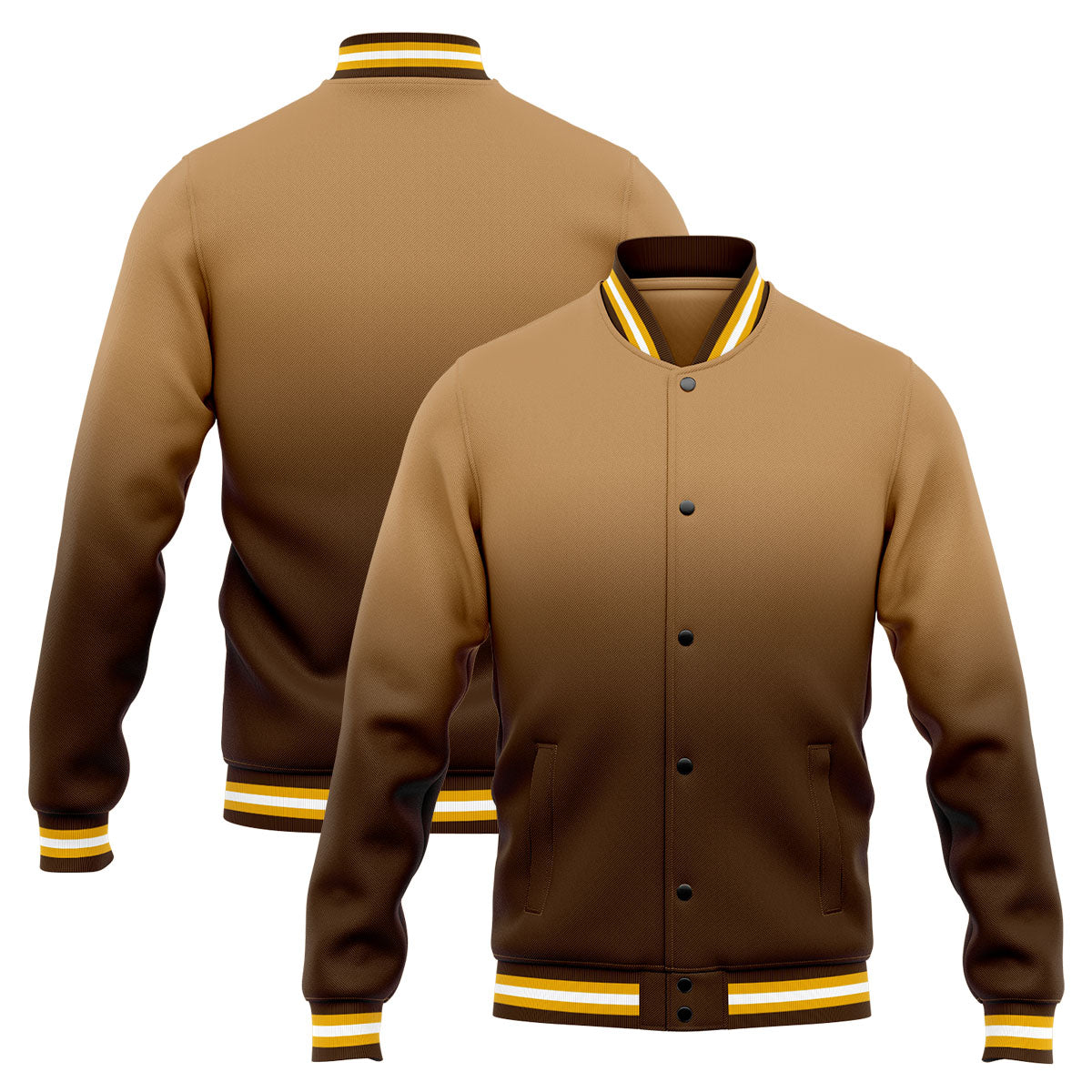 Custom Gradient Varsity Jacket Letterman jacket for Men, Women and Youth Brown