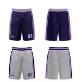 Custom Purple Grey Reversible Basketball Suit for Adults and Kids Personalized Jersey
