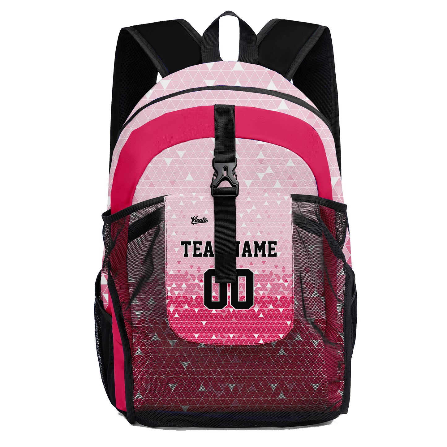 Customize Pink Sports Backpacks Featuring Personalized Names, Numbers and Logos