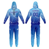 Custom Blue Sports hoodie Sweatshirt Set for Men Women Youth Tops and Pants Set Tracksuit