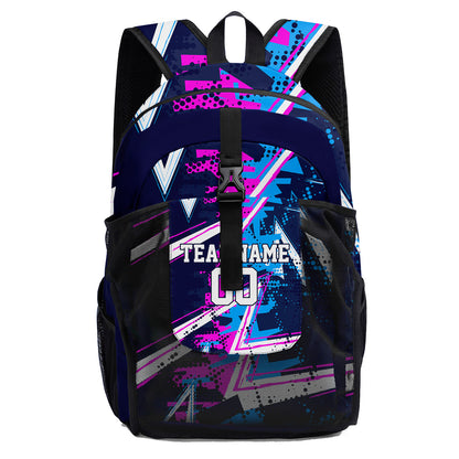 Customize White Blue Sports Backpacks Featuring Personalized Names, Numbers and Logos