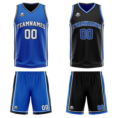 Custom Royal Black Reversible Basketball Suit for Adults and Kids Personalized Jersey