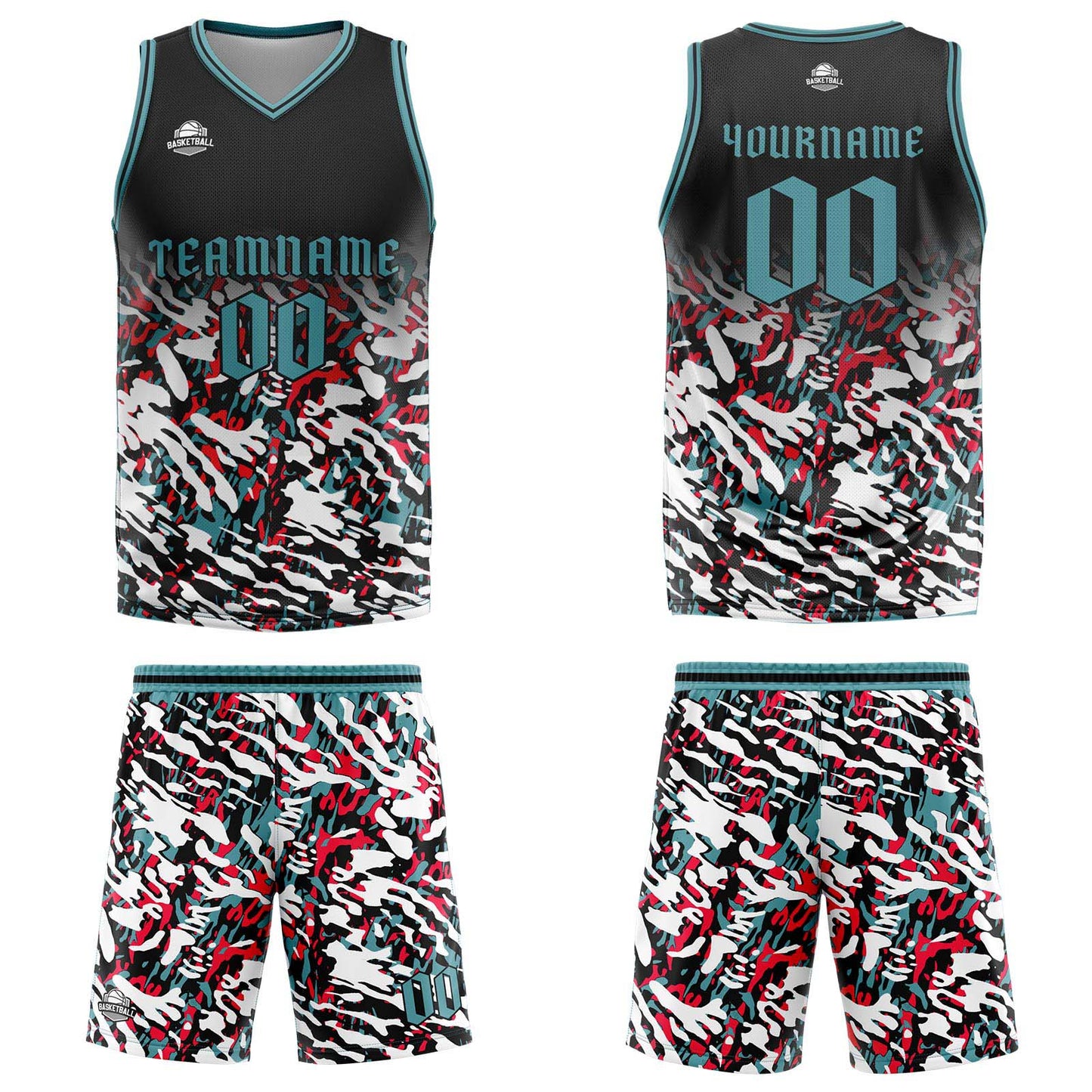Custom Black Red Green Basketball Jersey Uniform Suit Printed Your Logo Name Number