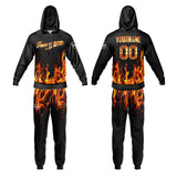 Custom Black Gold Sports hoodie Sweatshirt Set for Men Women Youth Tops and Pants Set Tracksuit