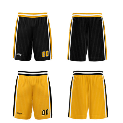 Custom Black Yellow Reversible Basketball Suit for Adults and Kids Personalized Jersey