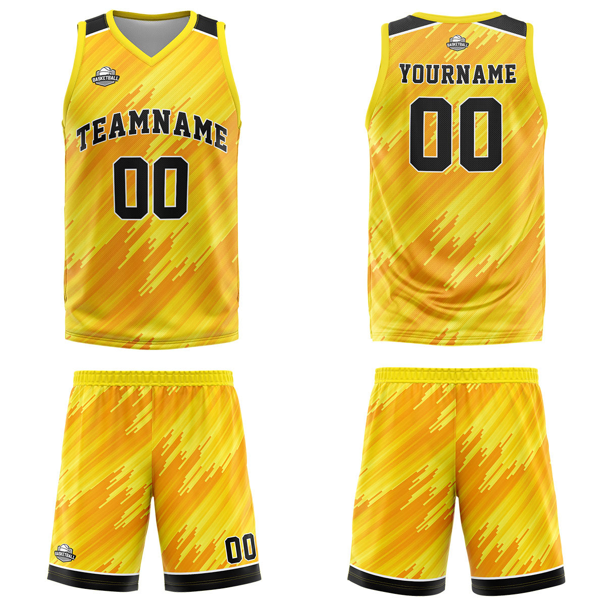 Custom Yellow Basketball Jersey Uniform Suit Printed Your Logo Name Number