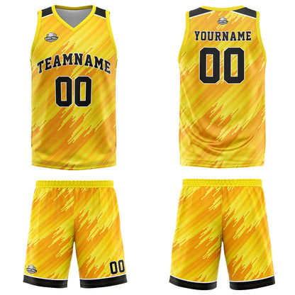 Custom Yellow Basketball Jersey Uniform Suit Printed Your Logo Name Number