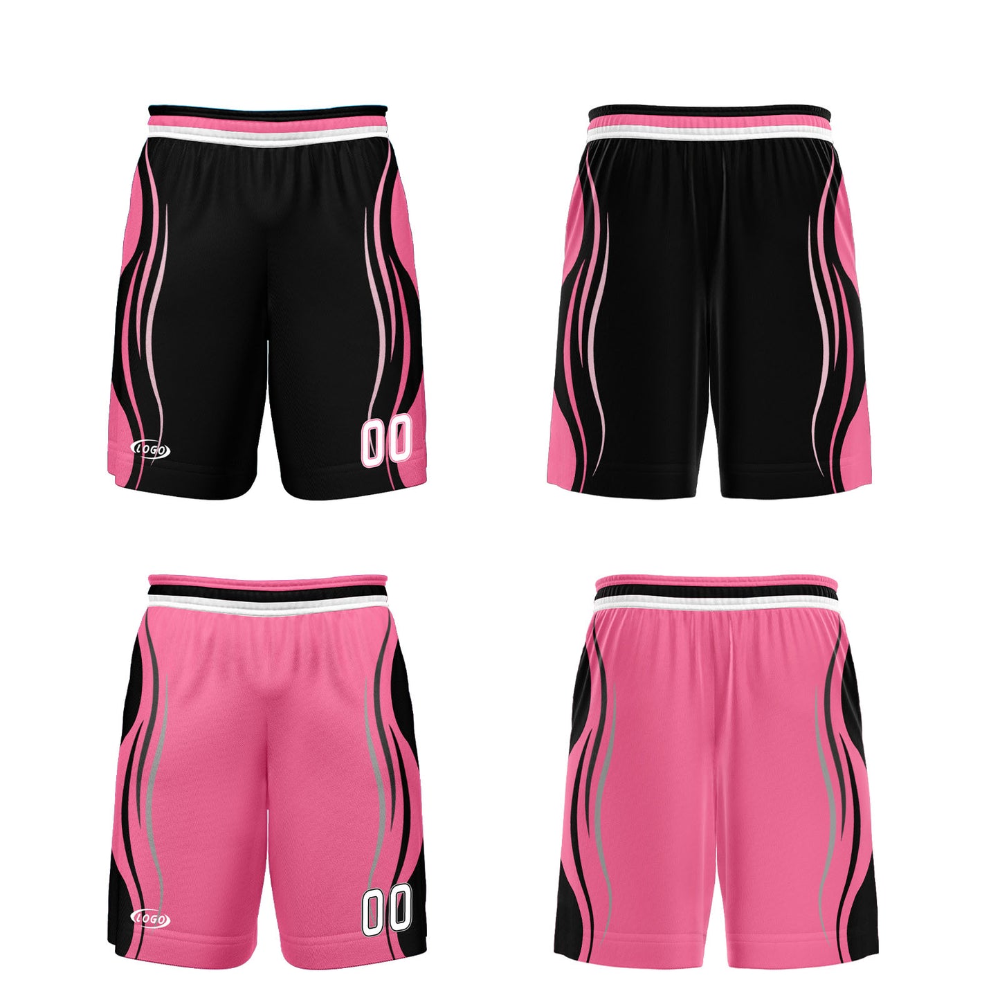 Custom Black Pink Reversible Basketball Suit for Adults and Kids Personalized Jersey