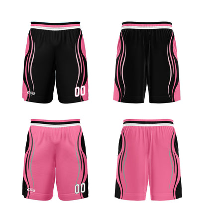Custom Black Pink Reversible Basketball Suit for Adults and Kids Personalized Jersey