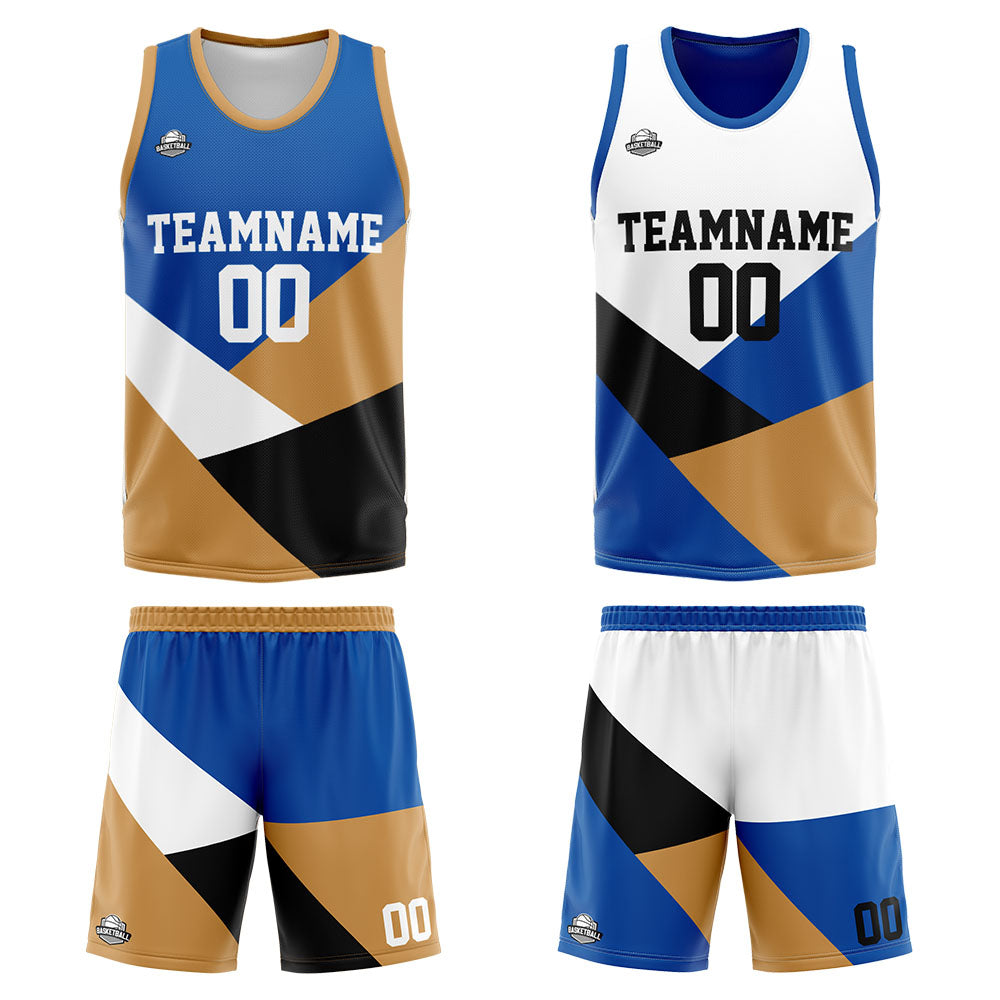 Custom Reversible Basketball Suit for Adults and Kids Personalized Jersey Royal&Gold
