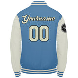 Custom Varsity Jacket Letterman jacket for Men, Women and Youth Light Blue Cream