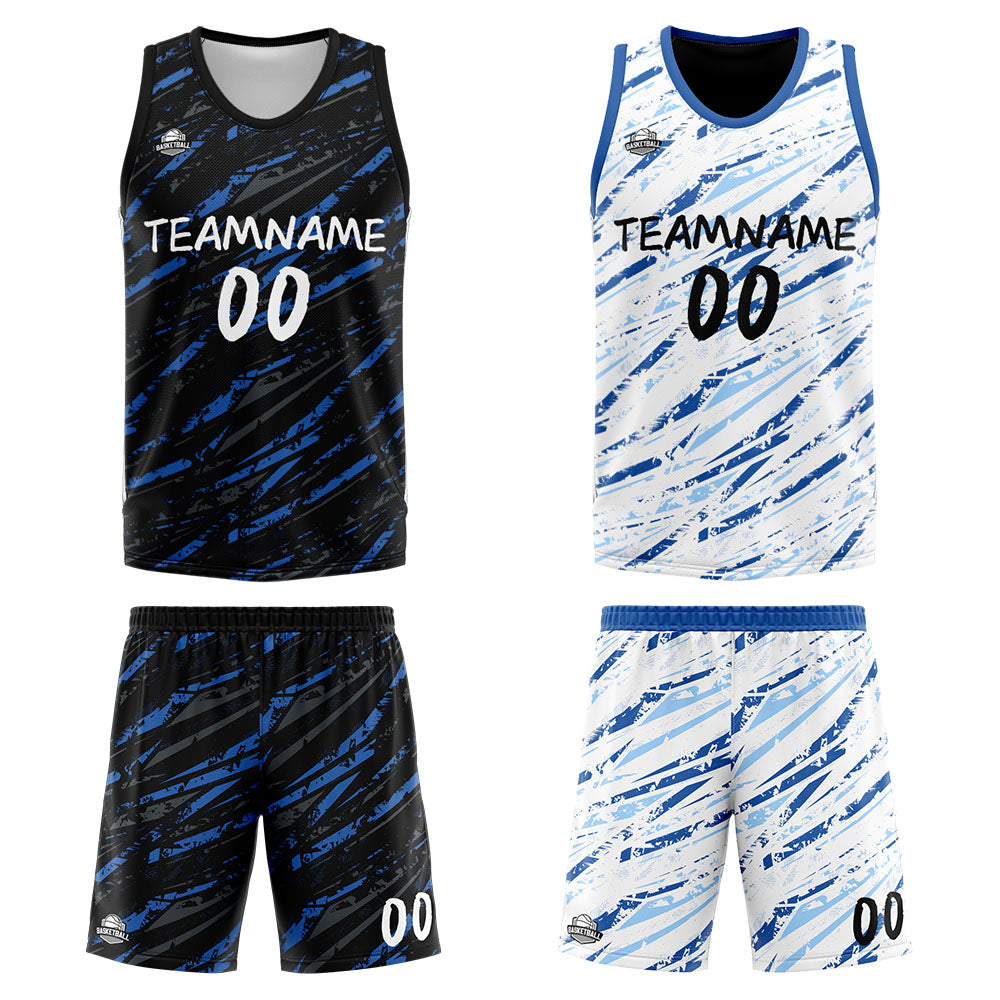 Custom Reversible Basketball Suit for Adults and Kids Personalized Jersey Damage-Blue