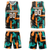 Custom Aqua Orange Basketball Jersey Uniform Suit Printed Your Logo Name Number