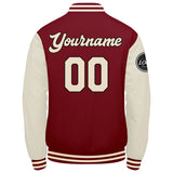 Custom Varsity Jacket Letterman jacket for Men, Women and Youth Crimson Cream