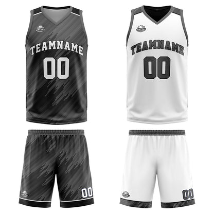 Custom Strip-Type Grey Reversible Basketball Suit for Adults and Kids Personalized Jersey