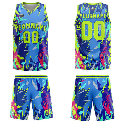 Custom Broken Neon Green Basketball Jersey Uniform Suit Printed Your Logo Name Number