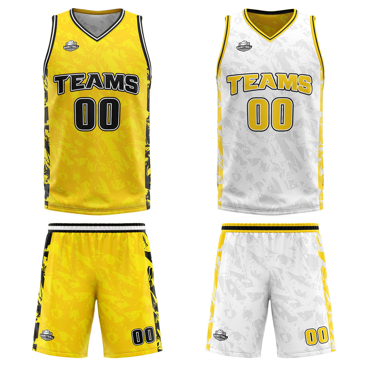 Custom Yellow Reversible Basketball Suit for Adults and Kids Personalized Jersey