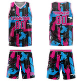 Custom Pink Light Blue Basketball Jersey Uniform Suit Printed Your Logo Name Number