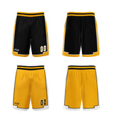 Custom Black Yellow Reversible Basketball Suit for Adults and Kids Personalized Jersey