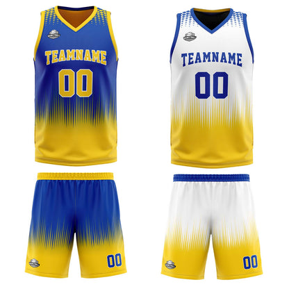 Custom Royal Yellow Reversible Basketball Suit for Adults and Kids Personalized Jersey