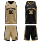 Custom Gold Black Reversible Basketball Suit for Adults and Kids Personalized Jersey