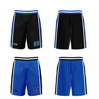 Custom Black Blue Reversible Basketball Suit for Adults and Kids Personalized Jersey