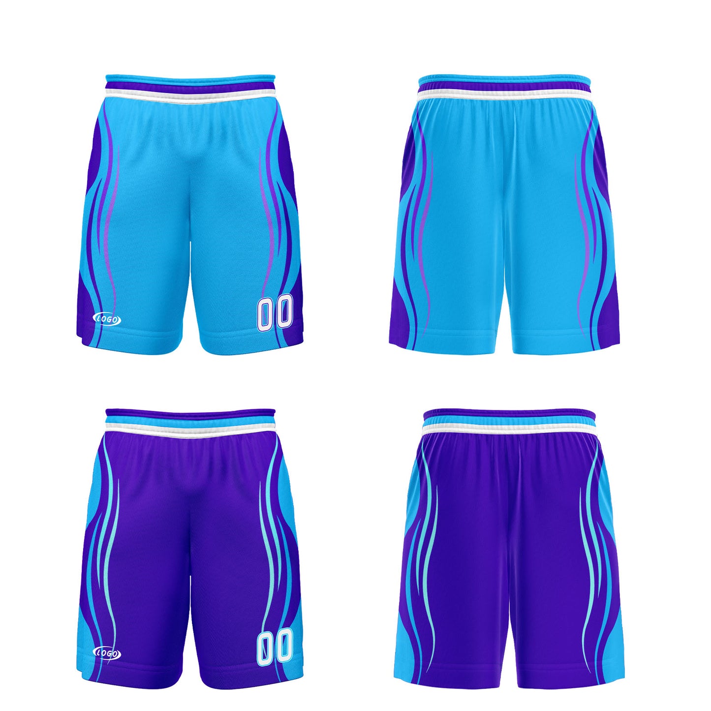 Custom Blue Purple Reversible Basketball Suit for Adults and Kids Personalized Jersey