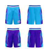 Custom Blue Purple Reversible Basketball Suit for Adults and Kids Personalized Jersey