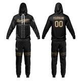 Custom Black  Sports hoodie Sweatshirt Set for Men Women Youth Tops and Pants Set Tracksuit