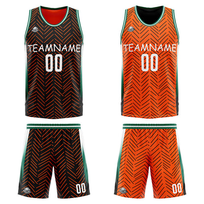 Custom Reversible Basketball Suit for Adults and Kids Personalized Jersey Black&Orange