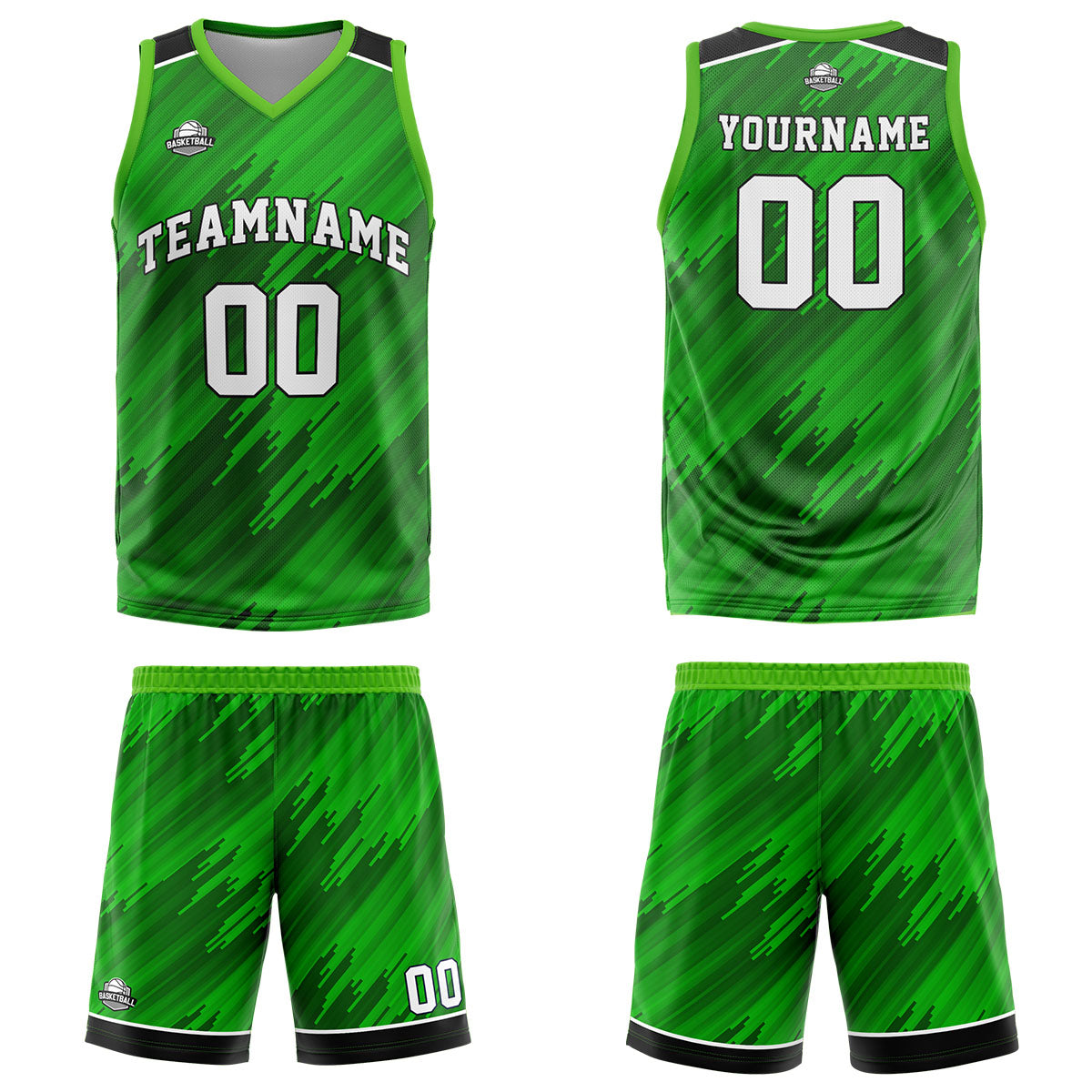 Custom Green Basketball Jersey Uniform Suit Printed Your Logo Name Number
