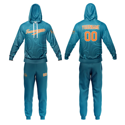 Custom Lake Blue Hoodie Sweatshirt Set for Men Women Youth Tops and Pants Set Tracksuit