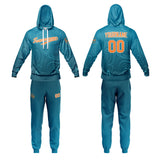 Custom Lake Blue Hoodie Sweatshirt Set for Men Women Youth Tops and Pants Set Tracksuit