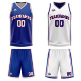 Custom Royal White Reversible Basketball Suit for Adults and Kids Personalized Jersey