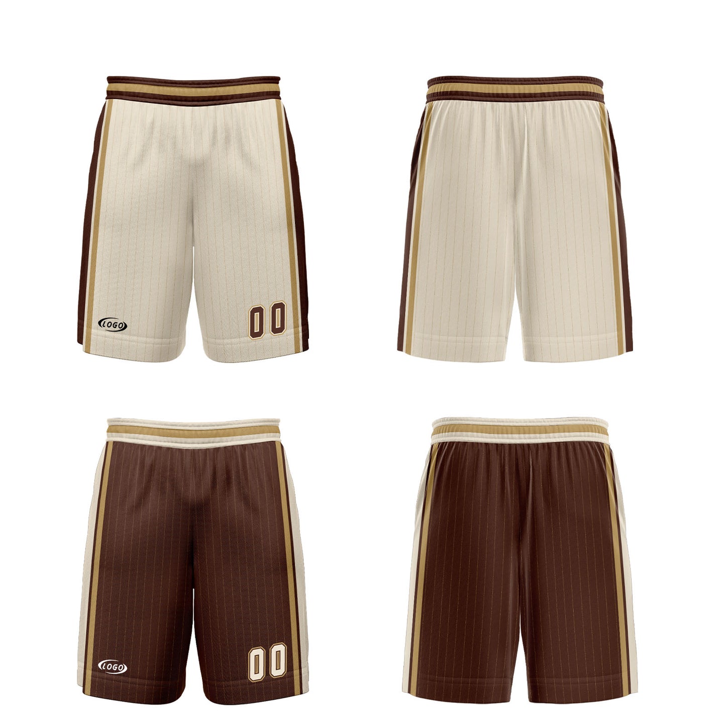 Custom Cream Brown Reversible Basketball Suit for Adults and Kids Personalized Jersey